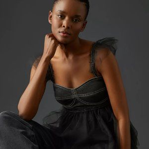 NWT NEW Anthropologie Pilcro Tulle Babydoll Blouse M